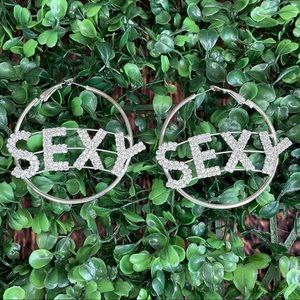 Silver SEXY Hoop Earrings